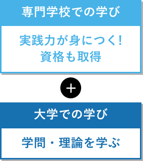 実践力が身につく!資格も取得+学問・理論を学ぶ
